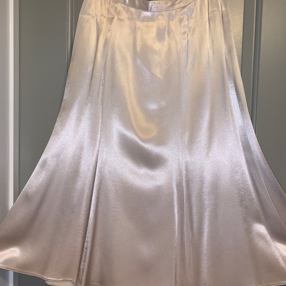 Beige satin A-line skirt